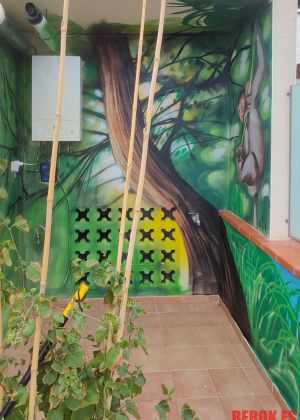 mural pintura arbol terraza vegetacion